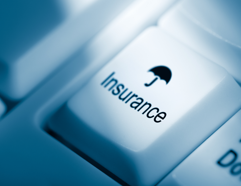 Computer button showing image of an umbrella and the word "Insurance"